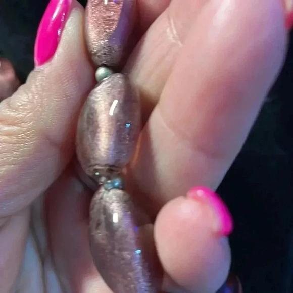 Vintage Italian Murano metallic ovoid flat bead neck. - Picture 3 of 4